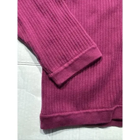 Cezani Large V-Neck Knit Maroon Sweater Pima Cotton Nylon - Picture 4 of 9